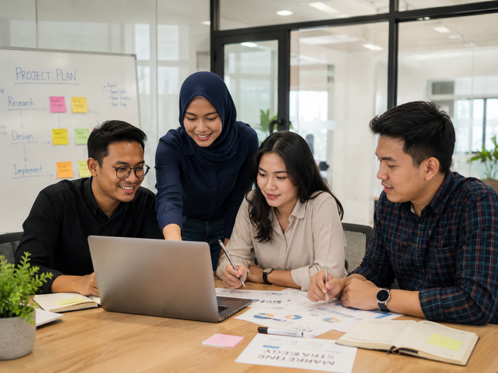 Tim pengembang teknologi berkolaborasi mengintegrasikan sistem ERP